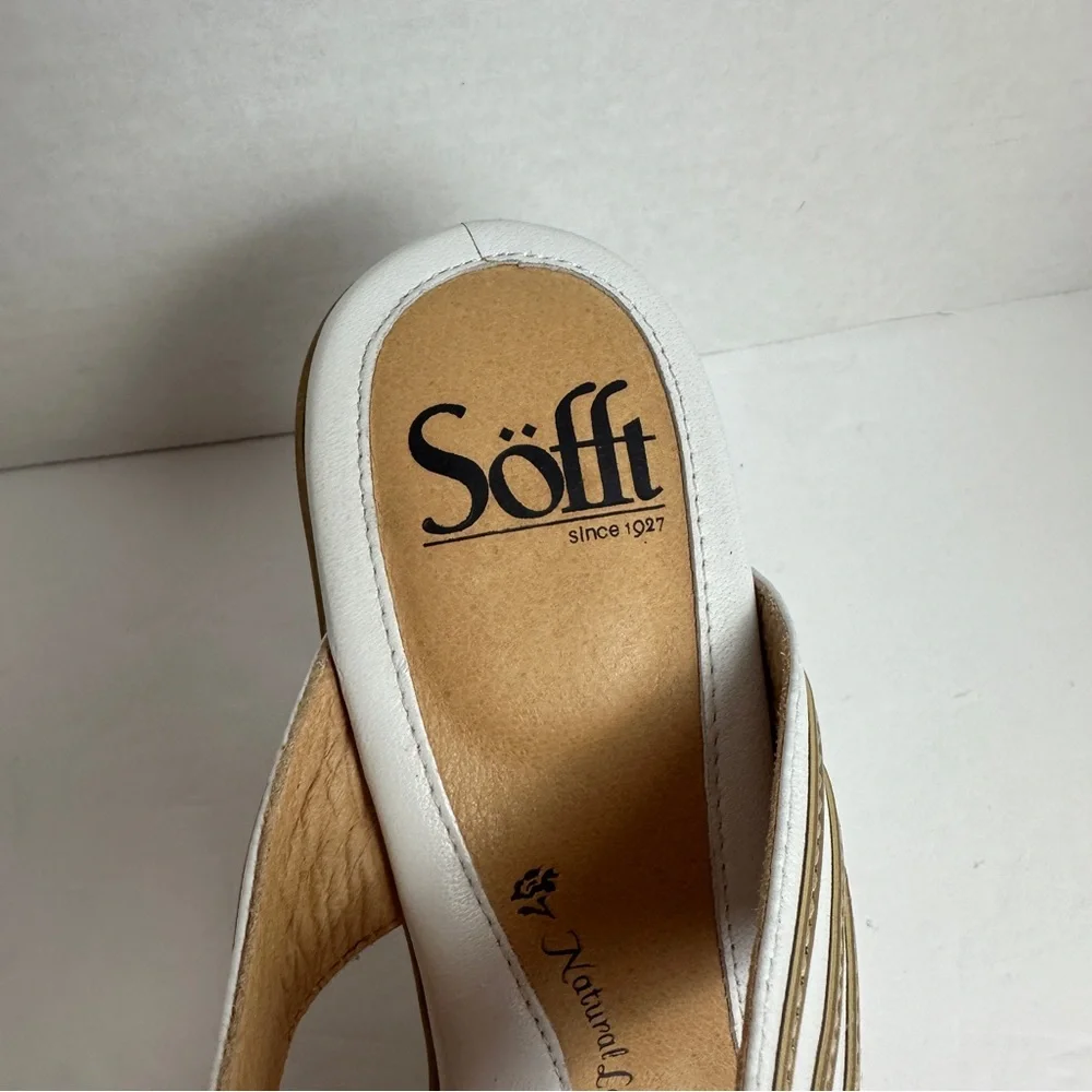 SOFFT White and Gold Leather Strappy Cut Out Heels Sandals Women’s Size 8 - Picture 6 of 14